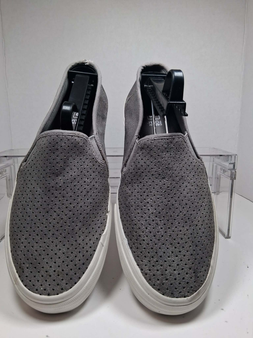 Keds Women's Gray/White Canvas Slip-On Flats Round Toe Rubber Sole US 8.5